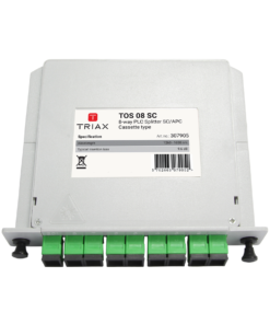 TRIAX 307905 TOS 08 SC, Optical 1:8 Way PLC Splitter SC/APC, 1U Modular Cassette Insertion Loss -10.2dBm