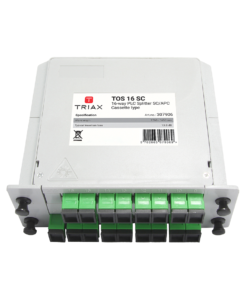 TRIAX 307906 TOS 16 SC, Optical 1:16 Way PLC Splitter SC/APC, 2U Modular Cassette Insertion Loss -13.5dBm