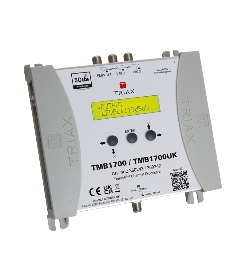 Triax 360242 TMB 1700 Programmable Channel Filtering, Band Shifting FTA Mini Processing Headend