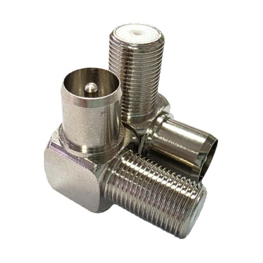 Coaxial Adaptor: F-Type Socket (Female) to Right Angle PAL Plug (Male)