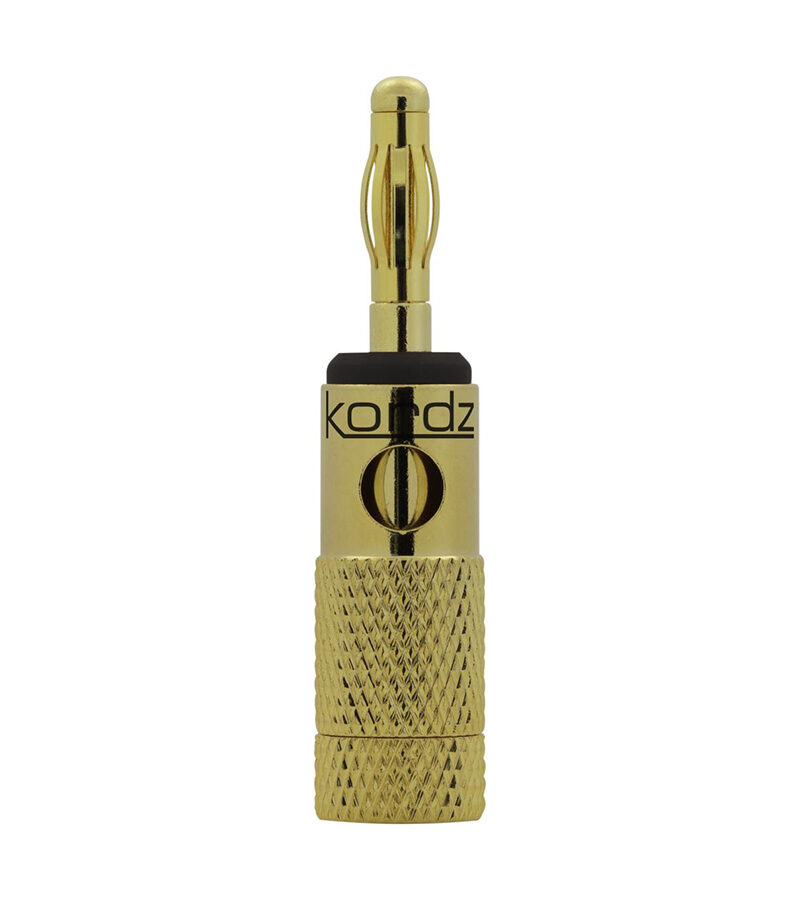 KORDZ GBP181 Speaker Cable Terminator Banana Plugs – Black, Side Entry, 24K Gold Plated