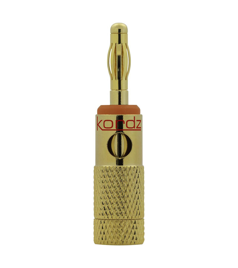 KORDZ GBP181 Speaker Cable Terminator Banana Plugs – Red, Side Entry, 24K Gold Plated
