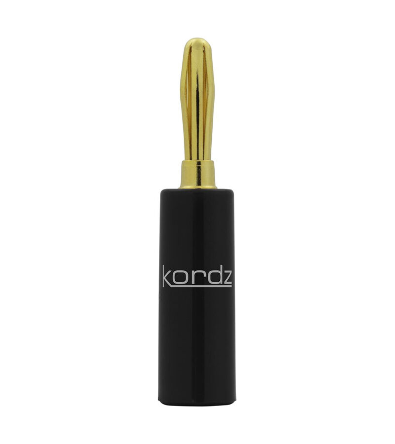 KORDZ GBP241 Banana Plug Speaker Cable Terminator – Black, Rear Entry, Plastic Shell