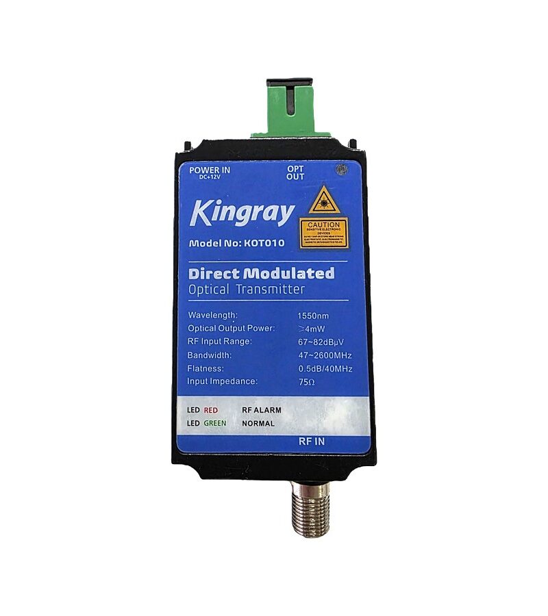 Kingray KOT010 Optical Laser Transmitter 47-2600MHz, 1550nm 4mW/ 6dBm Desk/ Wall/ Shelf Mounting