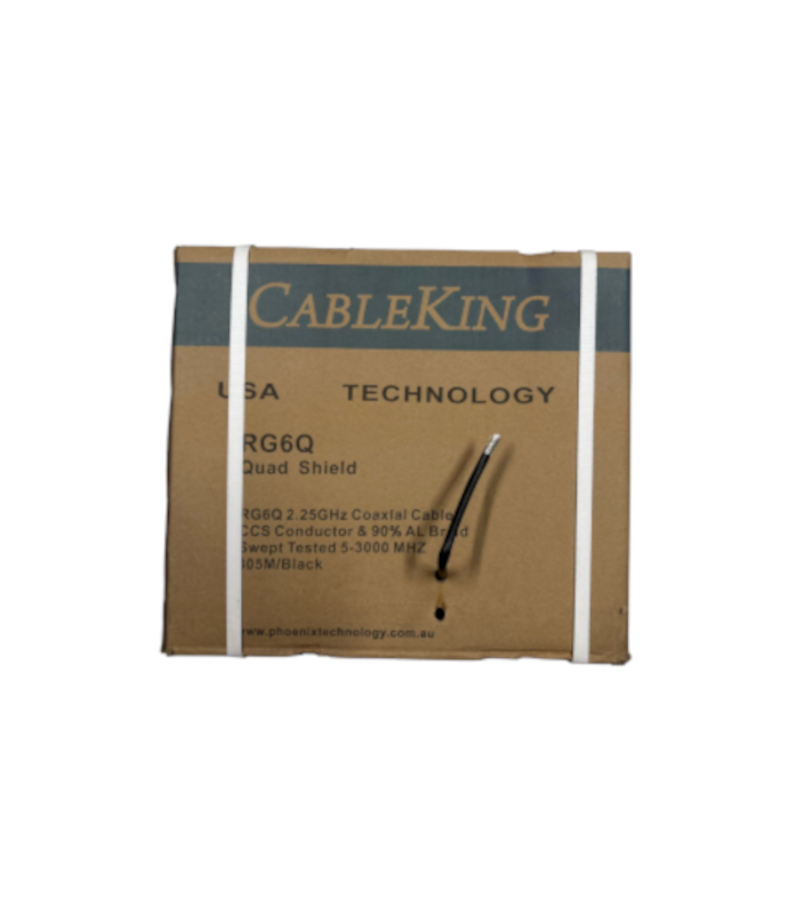 Coaxial Cable Rg-6 QUAD Shield (Black) ECONOMY  – Pull Out Spool with in BOX 305M