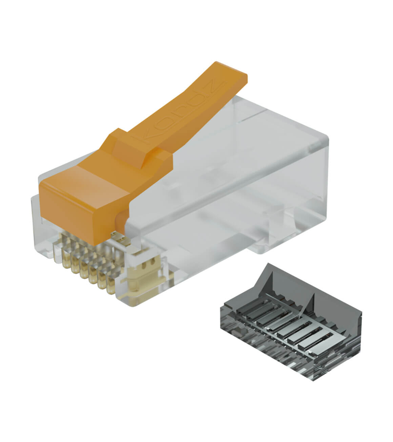 KORDZ PRO Series SlimCat™ RJ45 CAT6 Field Termination Crimp Connector (100 Pack)