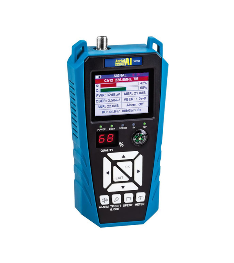 AI SQT784 Terrestrial DVB-T Signal Meter 88-858MHz, Digital Measurement Level, MER and BER