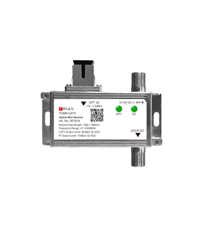 TRIAX 307919 TOMR-CATV Optical MINI Receiver, SC/APC, Output CATV47-862 + SAT 950-2400