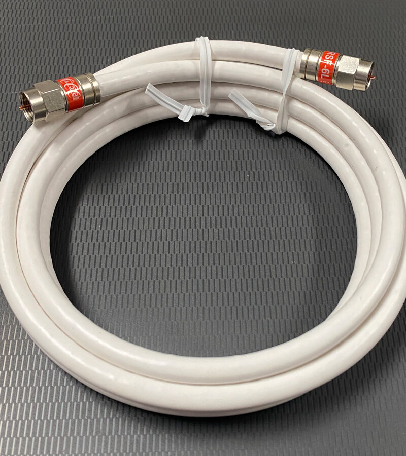 RG6 2.0M Tri-Shield Coax WHITE fitted with F-Type FOXTEL Connectors (pre-made)