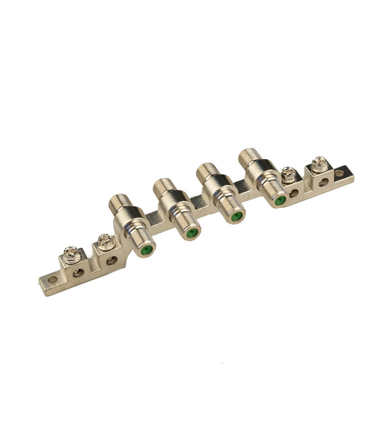 Coaxial Adaptor: Grounding Block 4 x F-Type Socket (Female) to F-Type Socket (Female) 3GHz