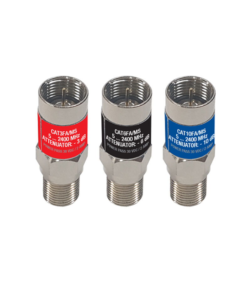 Attenuator 3, 6 & 10dB In-line F-Type M/F P/Pass 5-2400MHz FOXTEL STACKER