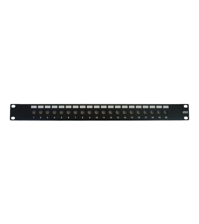 20 Port Panel Unequipped Hexagonal Style for F, PAL, BNC, SMA - 1RU