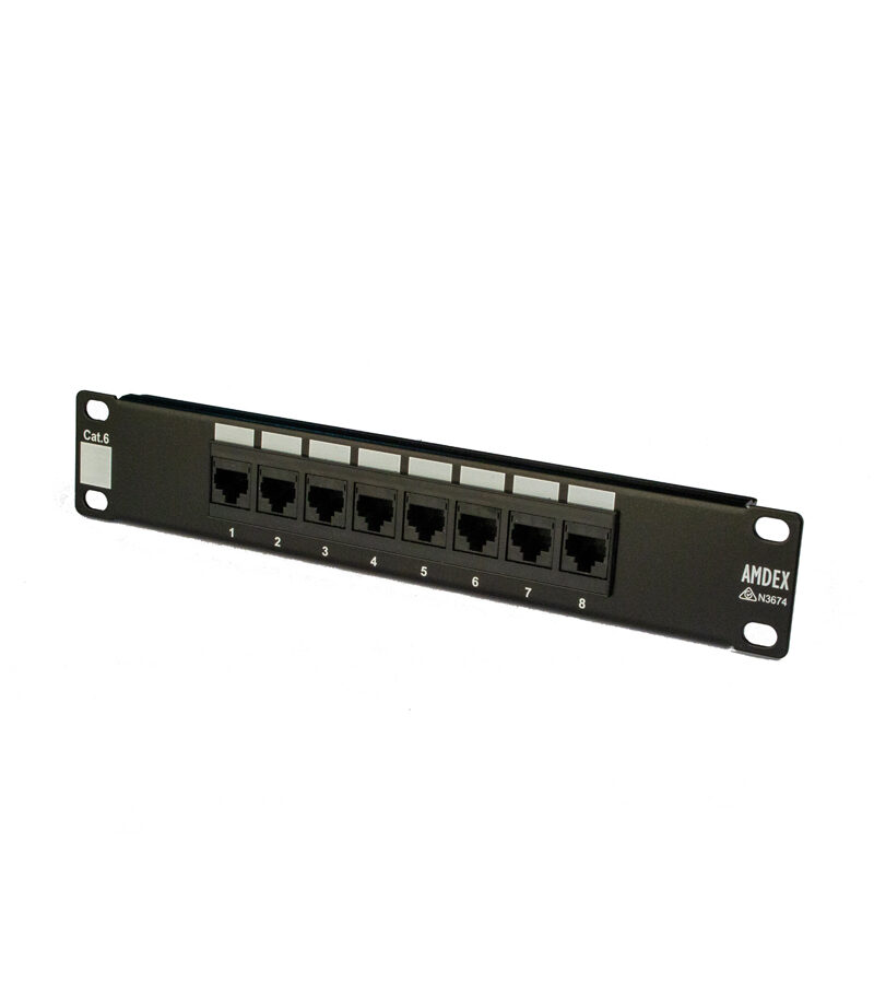 AMDEX Patch Panel 8 Port CAT6 1RU suit SOHO 10" Rack/Cabinet