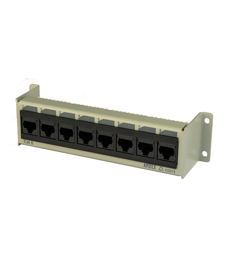 AMDEX Patch Panel 8 Port CAT6 Surface Mount - White