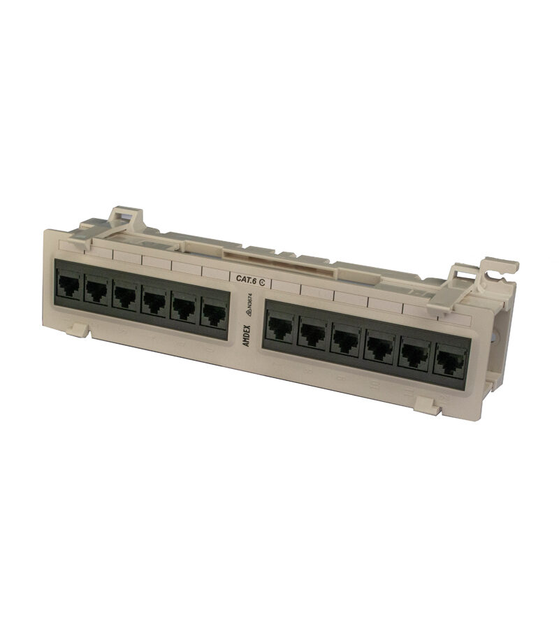 AMDEX Patch Panel 12 Port CAT6 Surface Mount - White