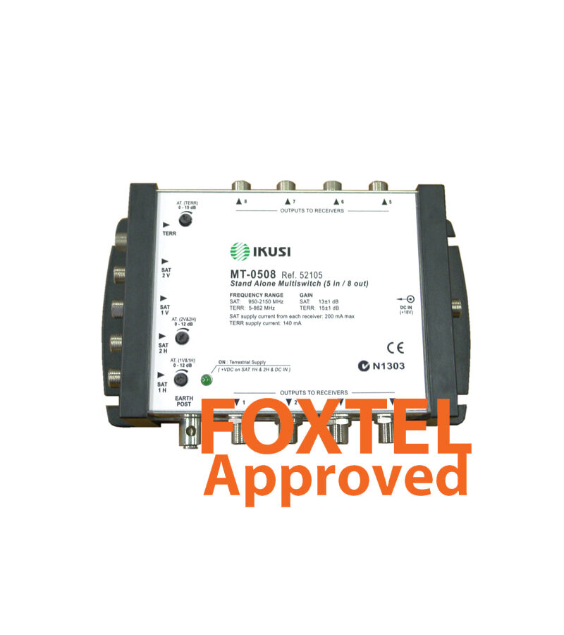 IKUSI MT0508 5-Wire Distribution System 4x SAT / 1x TER Multi-switches with 8 Outlets