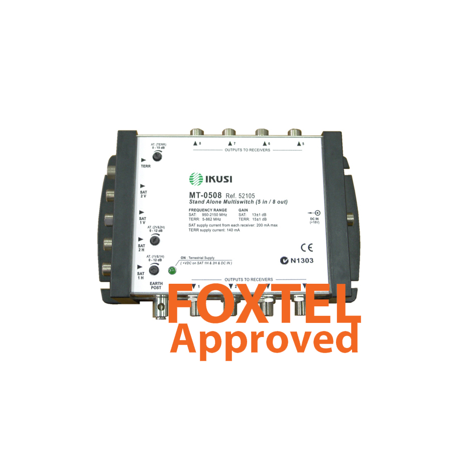 IKUSI MT0508 5-Wire Distribution System 4x SAT / 1x TER Multi-switches with 8 Outlets