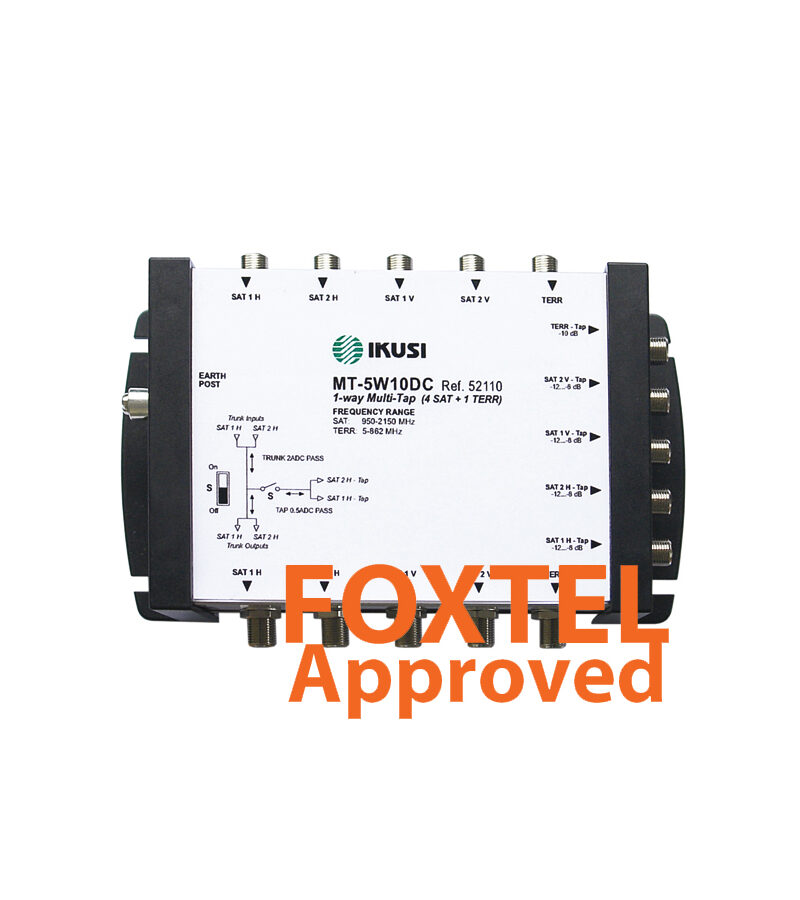 IKUSI: MT-5W10DC 5-Wire Distribution System 4x SAT / 1x TER Single Coupler / TAP 10dB
