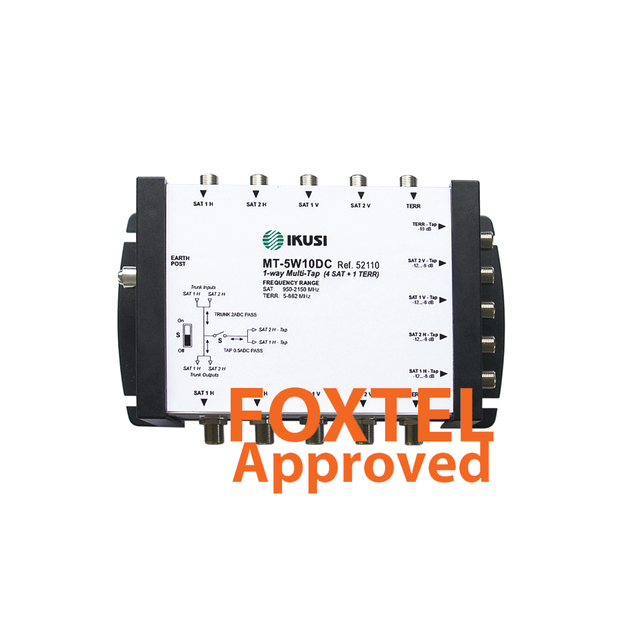 IKUSI: MT-5W10DC 5-Wire Distribution System 4x SAT / 1x TER Single Coupler / TAP 10dB