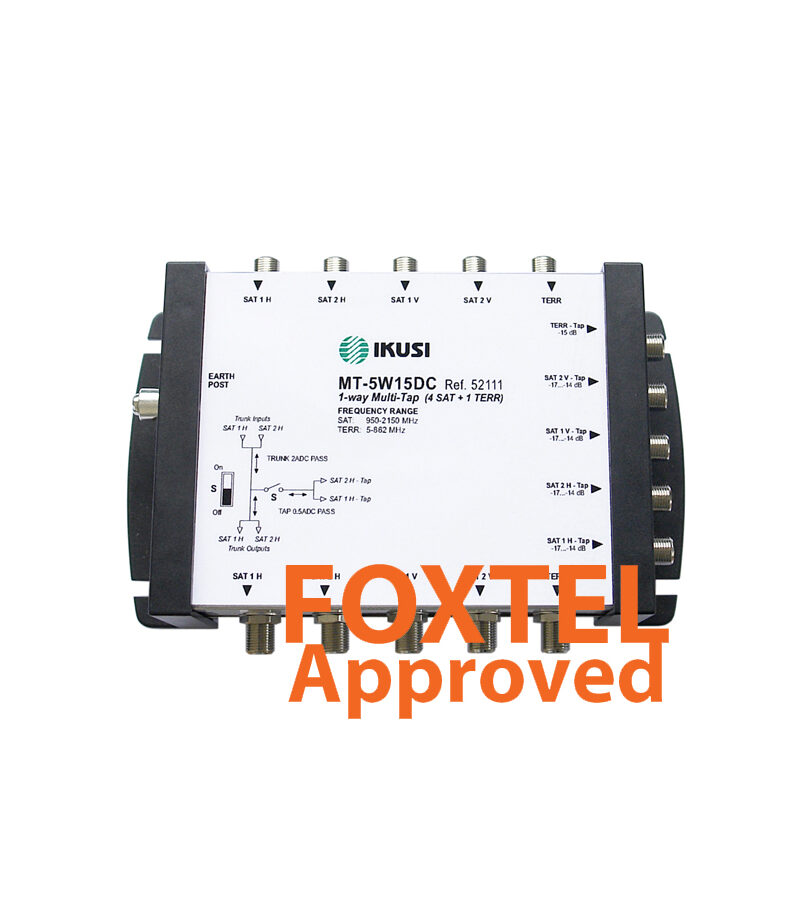 IKUSI: MT-5W15DC 5-Wire Distribution System 4x SAT / 1x TER Single Coupler / TAP 15dB