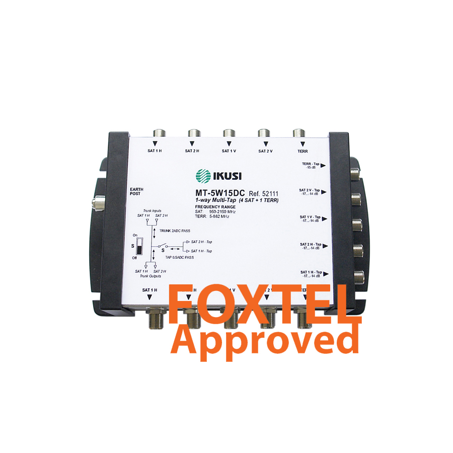 IKUSI: MT-5W15DC 5-Wire Distribution System 4x SAT / 1x TER Single Coupler / TAP 15dB