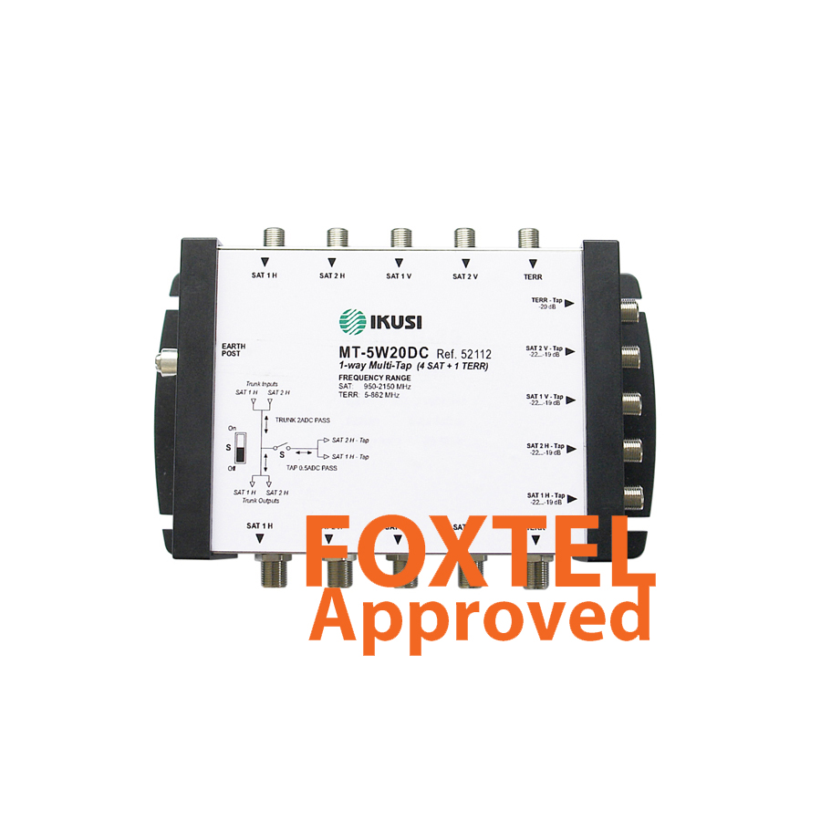 IKUSI: MT-5W20DC 5-Wire Distribution System 4x SAT / 1x TER Single Coupler / TAP 20dB