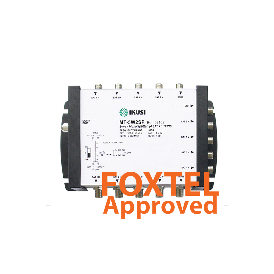 IKUSI MT-5W2SP 5-Wire Distribution System 4x SAT / 1x TER 2 Way Splitter of all 5 Lines