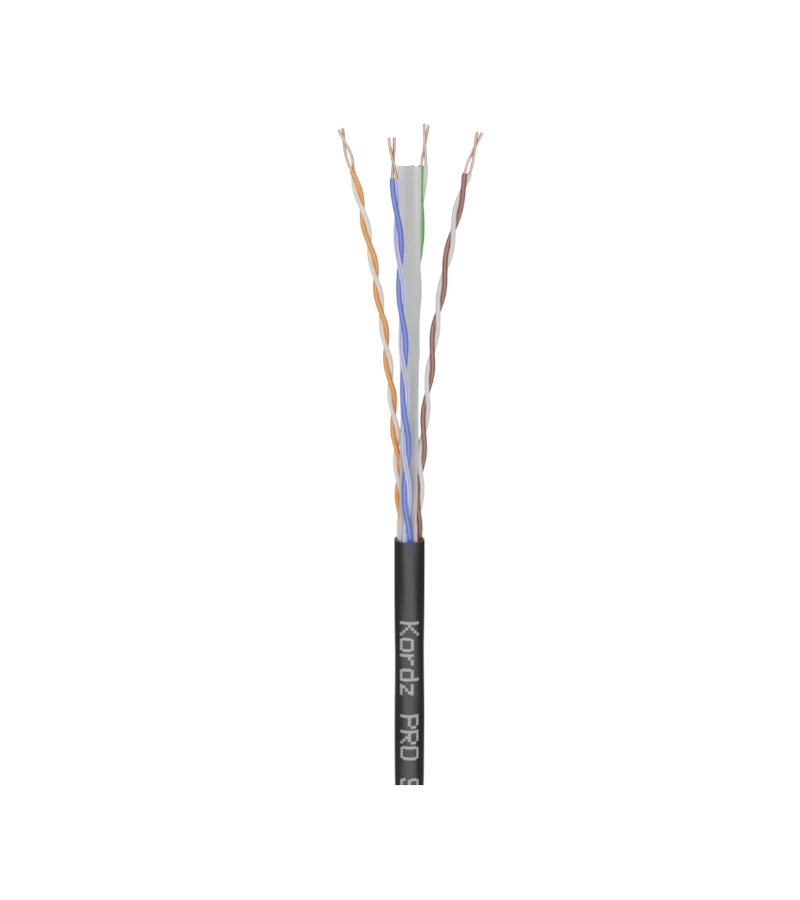 KORDZ PRO SlimCat - CAT6 28AWG U/UTP Outdoor Bulk Network Cable - UV Stabilised - Black - 305m Box
