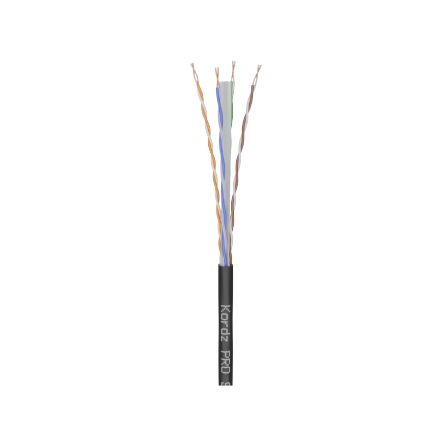 KORDZ PRO SlimCat - CAT6 28AWG U/UTP Outdoor Bulk Network Cable - UV Stabilised - Black - 305m Box