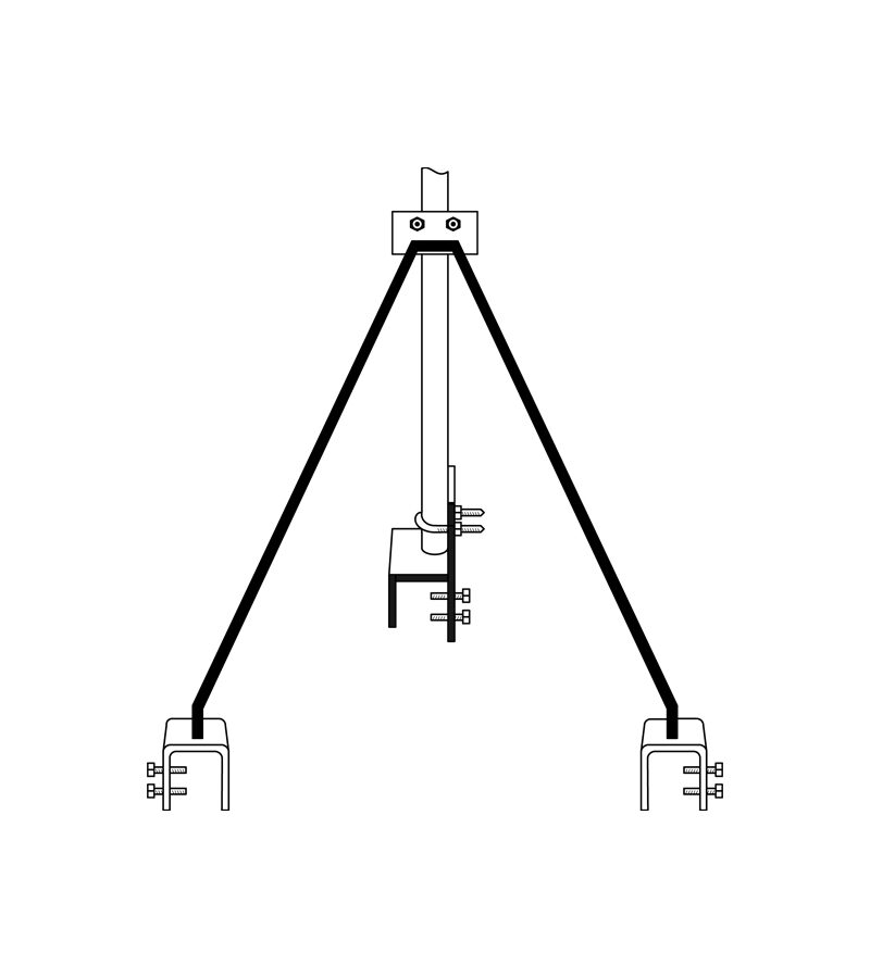 Strammit Style Roof - TV Antenna Bracket (Large Foot) "Requires Mast"