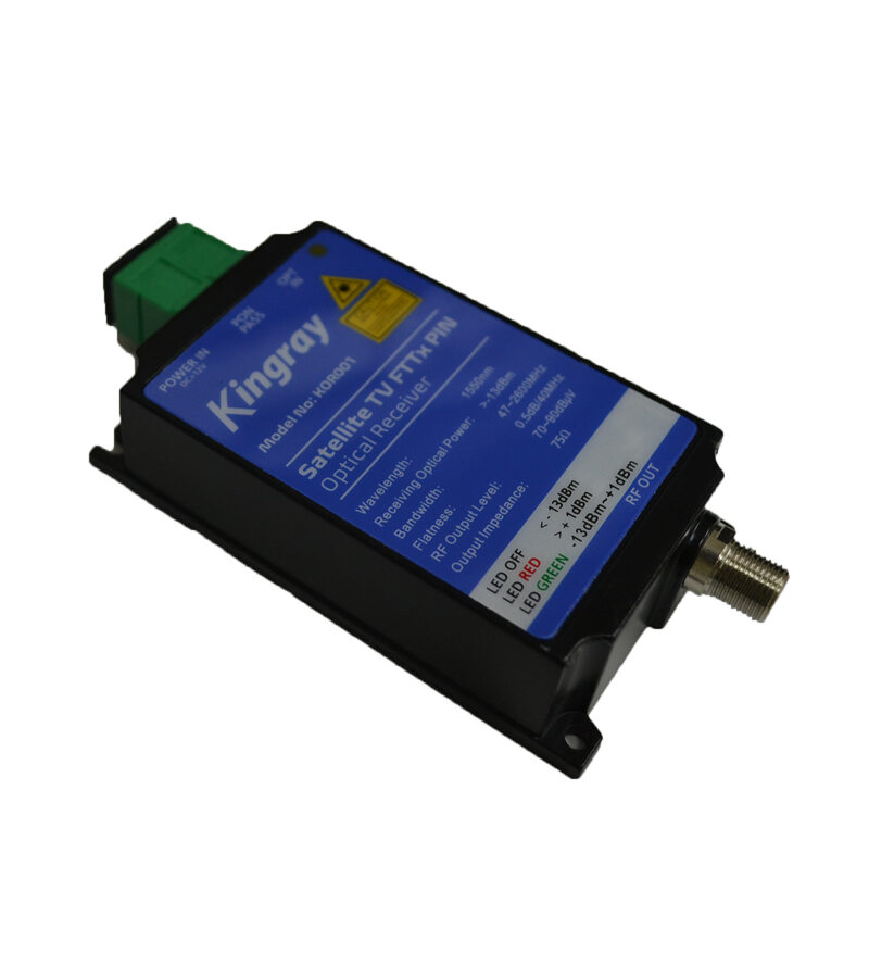 Kingray KOR100 (KOR001) Optical Fibre Receiver 1550nm, +1~-13dBm with EPON, GPON, XGPON Pass, F-type Out