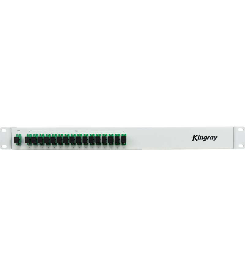 Kingray Optical PLC Splitter - 16 Way, SC-APC, 1RU 19” Rack Mount Maximum Insertion Loss: 13.9dB