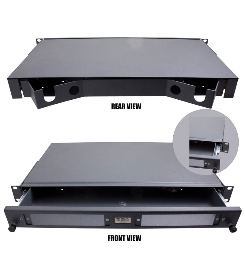 FOBOT 19" 1RU Rack Mount Optical Splice Sliding Tray - 24 Fibre (2 Panel)