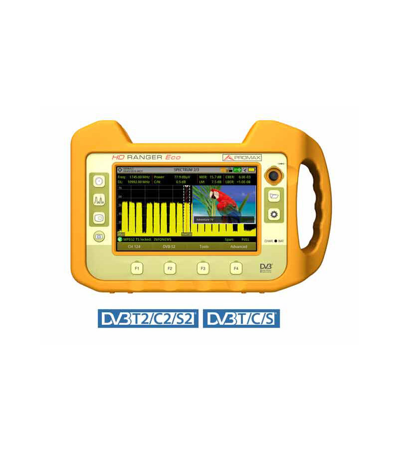 PROMAX HD Ranger ECO Universal TV Analyzer, 16:9 7” TFT Screen, DVB-T/T2, DVB-C/C2, DVB-S/S2