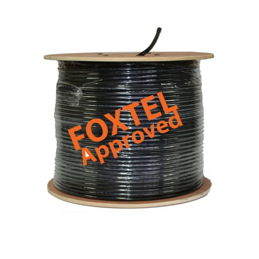 RG-11 QUAD Shield Coaxial Cable FLOODED (Black) Drum 305M "FoxApp. F30060"