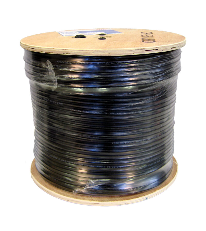 Coaxial Cable Rg-6 TRI Shield (Black) - Wooden Drum 305M - "Foxtel App. F10176"