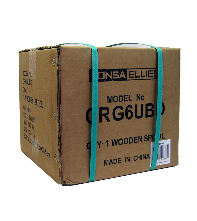 Coaxial Cable Rg-6 TRI Shield (Black) - Wooden Drum 305M -