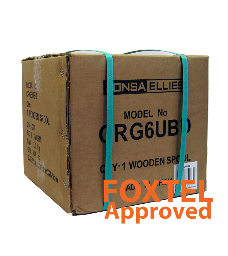 Coaxial Cable Rg-6 QUAD Shield FLOODED (Black) - W/Drum 305M -