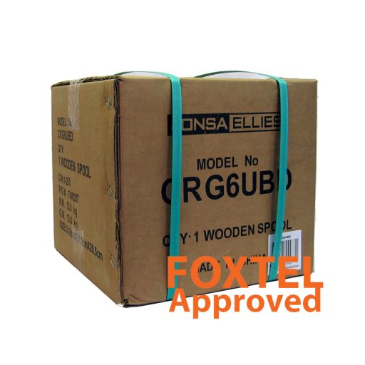Coaxial Cable Rg-6 TRI Shield (Black) - Wooden Drum 305M - "Foxtel App. F10176"