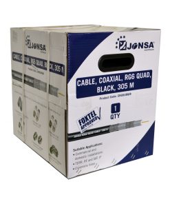 Coaxial Cable Rg-6 QUAD Shield (Black) - Reel Box 305M - "Foxtel App. F10129"