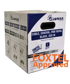 Coaxial Cable Rg-6 QUAD Shield (Black) - Reel Box 305M - 