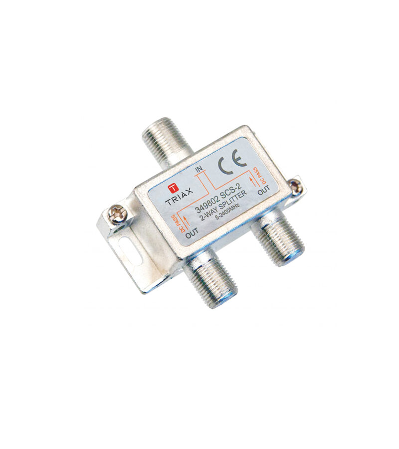 Triax SCS 2 Silver Series TV and Satellite 2.4GHz Splitter: 2 Way 5-2400MHz, DC/AC Power Pass