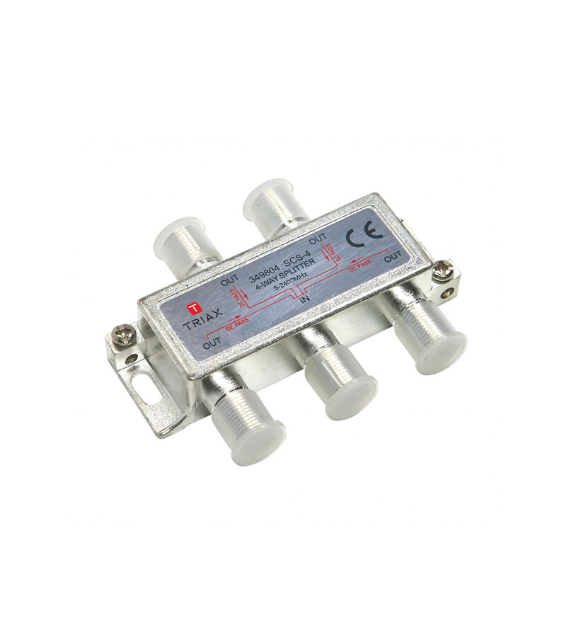 Triax SCS 4 Silver Series TV and Satellite 2.4GHz Splitter: 4 Way 5-2400MHz, DC/AC Power Pass