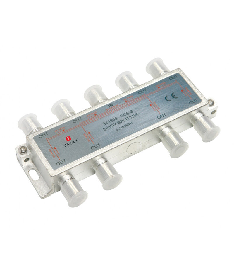 Triax SCS 8 Silver Series TV and Satellite 2.4GHz Splitter: 8 Way 5-2400MHz, DC/AC Power Pass
