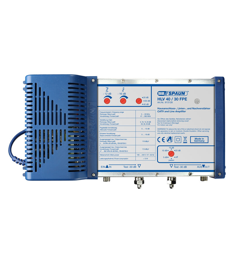 Spaun HLV40/30FPE Distribution Amplifier, Terrestrial, Selectable 20, 30, 40dB Gain
