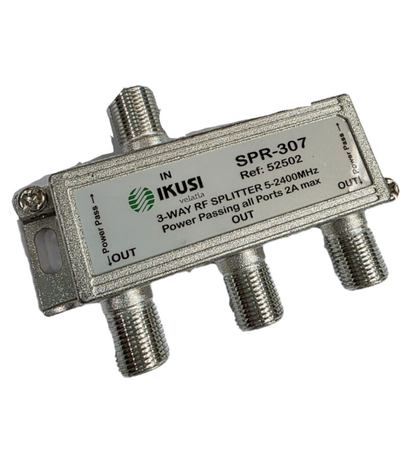 IKUSI 52502 SPR-307 3-Way 5-2400MHz F-type Splitters Power Pass Bi-Directional IN>OUT & OUT>IN
