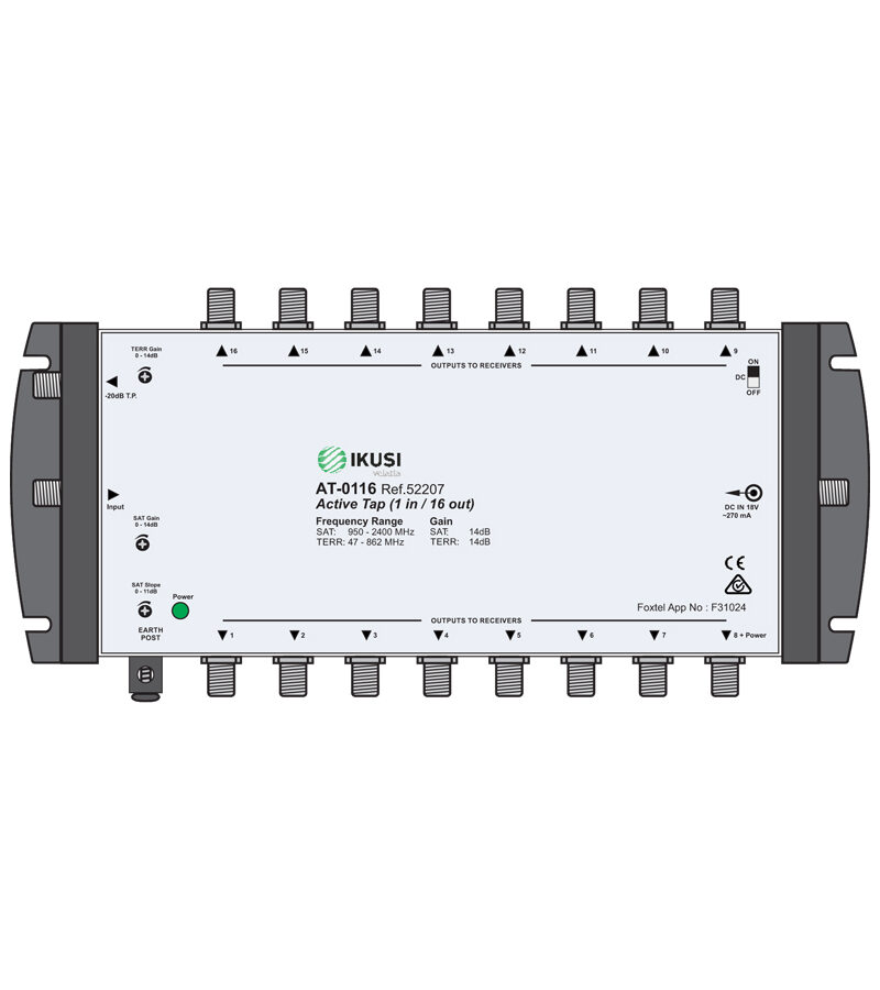 IKUSI: AT0116 16 Way ACTIVE TAP 47-2400MHz (FOXTEL Stacker Approved)