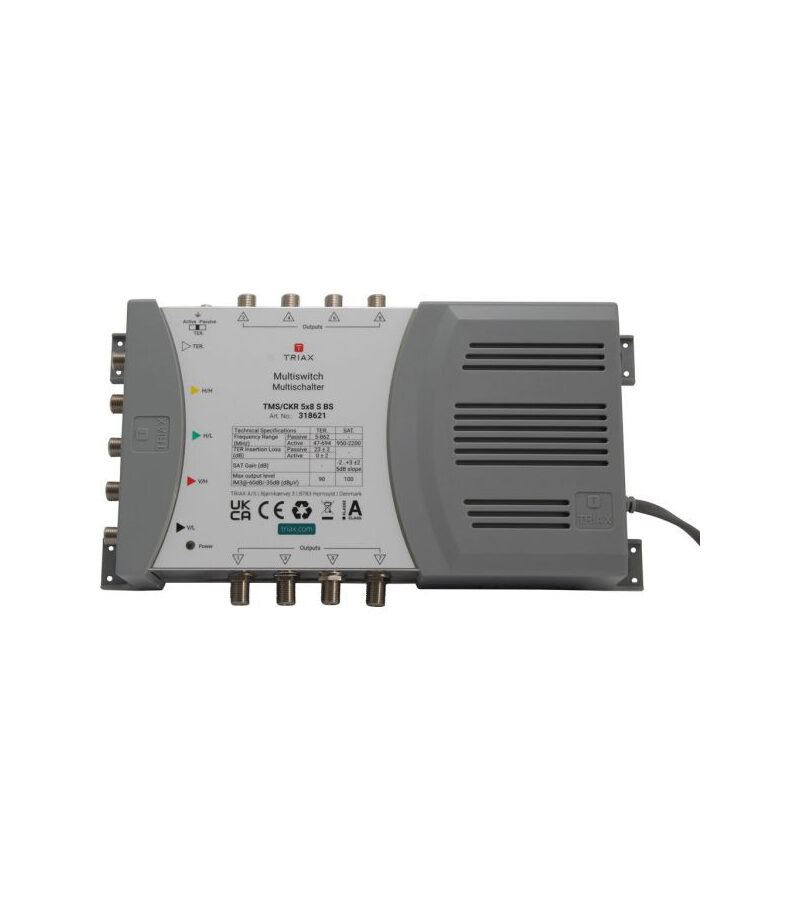 TRIAX 318602 TMS0508 5S Series Standalone 5 Wire – 8 Outlet Multi-Switch, Mains Pwd