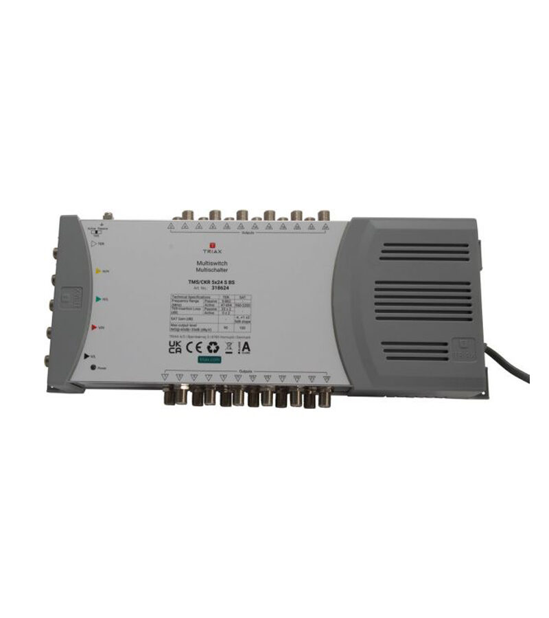 TRIAX 318605 TMS0524 5S Series Standalone 5 Wire – 24 Outlet Multi-Switch, Mains Pwd