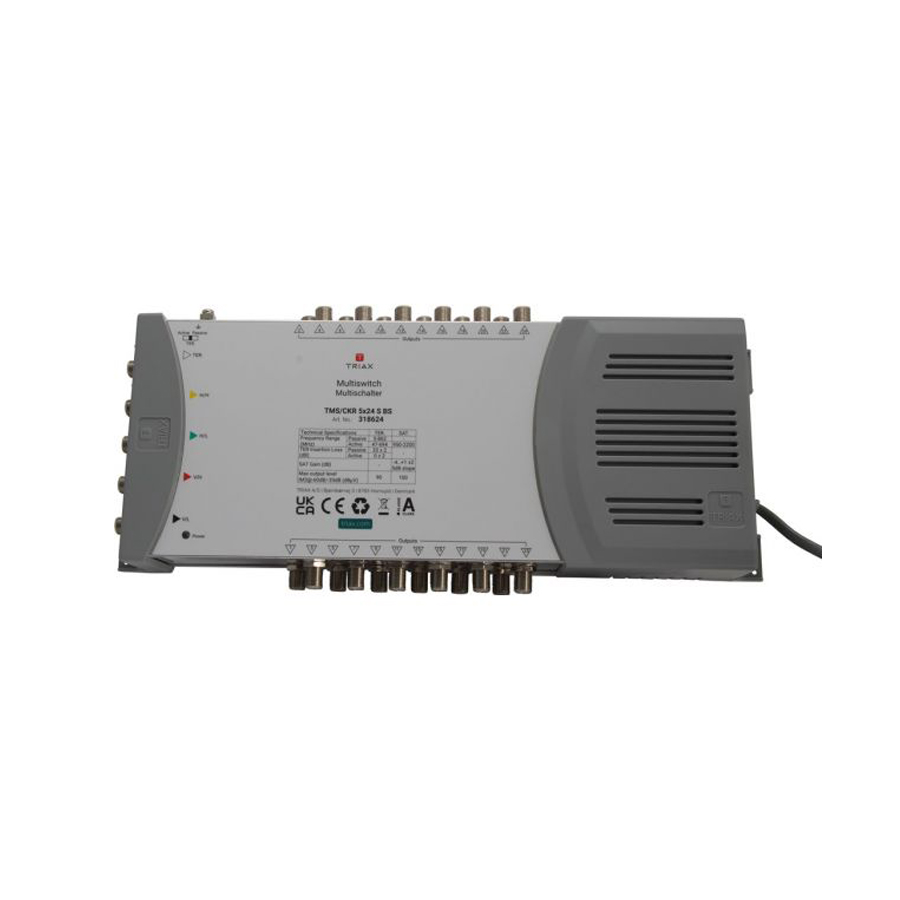 TRIAX 318605 TMS0524 5S Series Standalone 5 Wire – 24 Outlet Multi-Switch, Mains Pwd